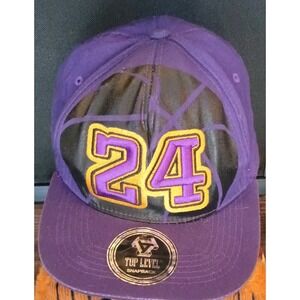 Top Level Snapback Hat Purple 24 Basketball Theme One Size Fits All 100% Cotton
